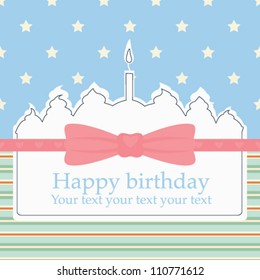 Birthday postcard with wight cake