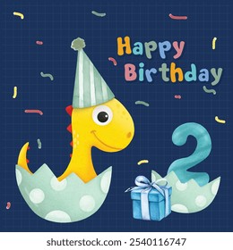 Afiche de cumpleaños bebé dinosaurios con 2do año 