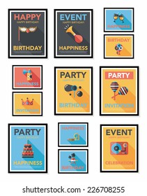 Birthday poster flat banner design flat background set, eps10