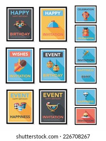 Birthday poster flat banner design flat background set, eps10