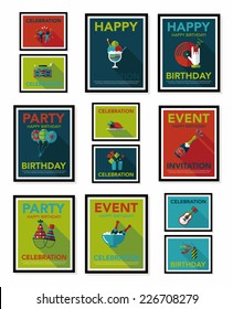 Birthday poster flat banner design flat background set, eps10