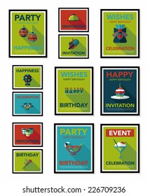 Birthday poster flat banner design flat background set, eps10