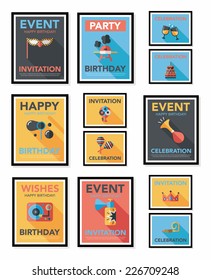 Birthday poster flat banner design flat background set, eps10