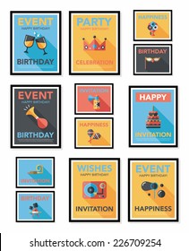 Birthday poster flat banner design flat background set, eps10