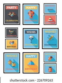 Birthday poster flat banner design flat background set, eps10