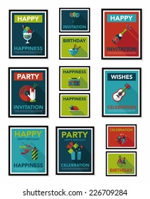 Birthday poster flat banner design flat background set, eps10
