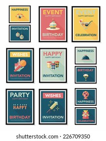 Birthday poster flat banner design flat background set, eps10