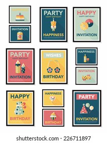 Birthday poster flat banner design flat background set, eps10