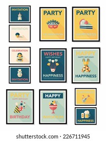 Birthday poster flat banner design flat background set, eps10
