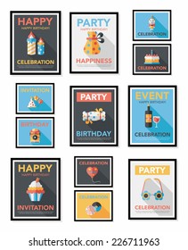 Birthday poster flat banner design flat background set, eps10