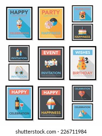 Birthday poster flat banner design flat background set, eps10