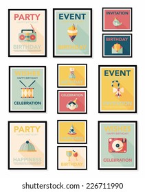 Birthday poster flat banner design flat background set, eps10