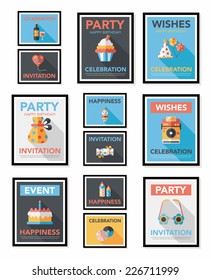 Birthday poster flat banner design flat background set, eps10