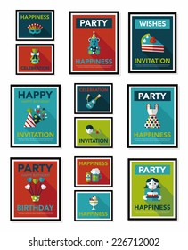 Birthday poster flat banner design flat background set, eps10