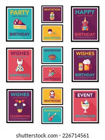 Birthday poster flat banner design flat background set, eps10