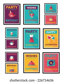Birthday poster flat banner design flat background set, eps10