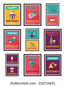 Birthday poster flat banner design flat background set, eps10