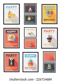 Birthday poster flat banner design flat background set, eps10