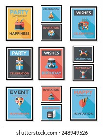 Birthday poster flat banner design flat background set, eps10