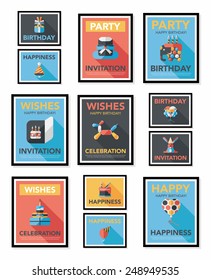 Birthday poster flat banner design flat background set, eps10