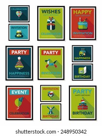 Birthday poster flat banner design flat background set, eps10