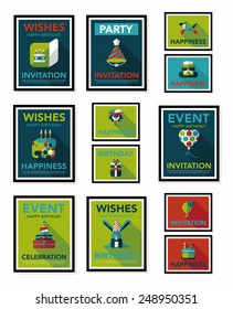 Birthday poster flat banner design flat background set, eps10