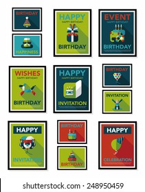 Birthday poster flat banner design flat background set, eps10