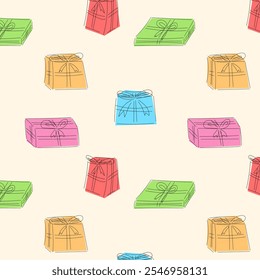 Birthday present colorful seamless pattern
