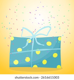 birthday present. Colorful vector set with Gift boxes on yellow background. Holiday present with Bow.