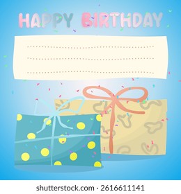 birthday present. Colorful vector set with Gift boxes. Holiday present with copy space for greeting.