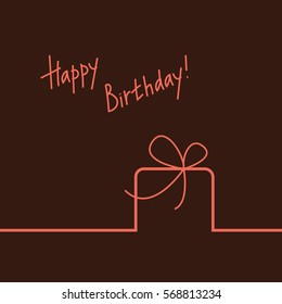 Birthday present over dark background with hand written text. Vector illustration with birthday gift box