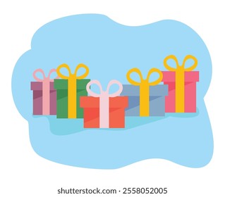 Birthday Presents Background with Cute Gift Illustrations