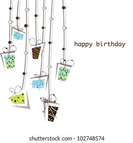 birthday and presents background for greeting card, template and banner