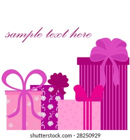 birthday presents background with white blank space