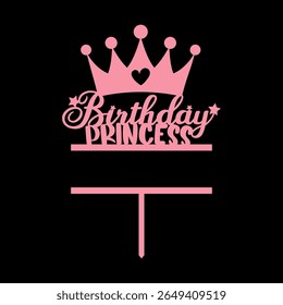 Birthday Princess Crown Cake Topper Design