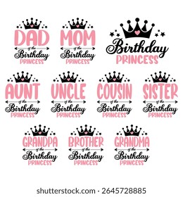 Birthday Princess Family Graphic Bundle