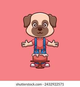 Birthday Pub Dog Cute Cartoon Character Illustration