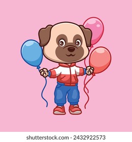 Birthday Pub Dog Cute Cartoon Character Illustration