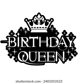 birthday queen black vector graphic design