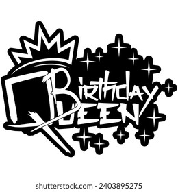 birthday queen black vector graphic design and cut file