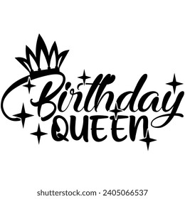 birthday queen black vector graphic design and cut file