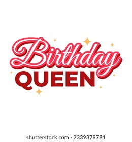 Birthday Queen Girl Female Celebrate Text Banner Template Design Vector