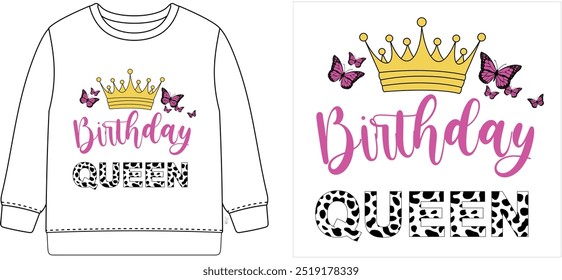  birthday queen t shirt graphic design vector illustration