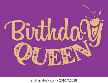 Birthday queen t-shirt design with cherry in glass