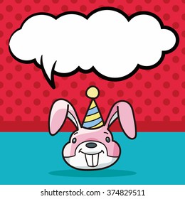 birthday rabbit doodle, speech bubble