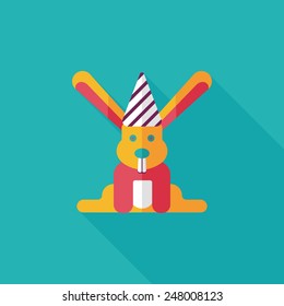 birthday rabbit flat icon with long shadow,eps10