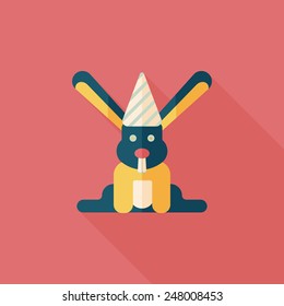 birthday rabbit flat icon with long shadow,eps10