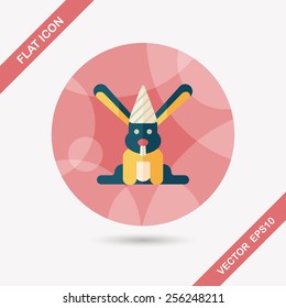 birthday rabbit flat icon with long shadow,eps10