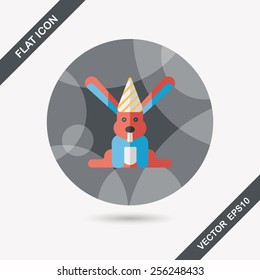 birthday rabbit flat icon with long shadow,eps10