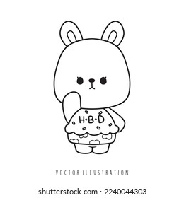 contorno de conejo de cumpleaños, ilustración de vector 